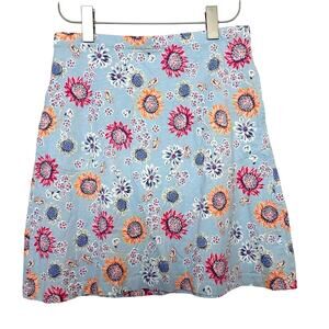 J.Jill Sunflower Skirt Pull On Blue Floral Pockets A-Line Sunflower XS Petite